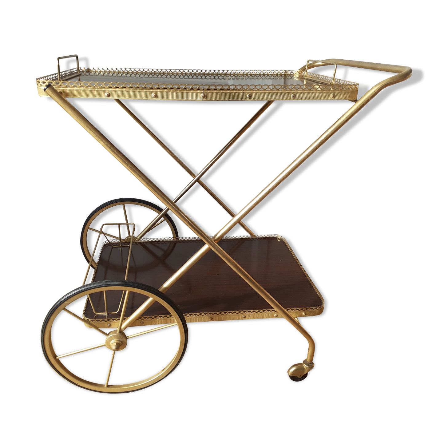 Rolling service in formica and gilded metal