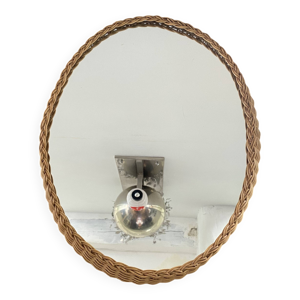 miroir en osier tressé