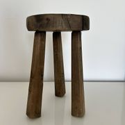 Patinated tripod stool