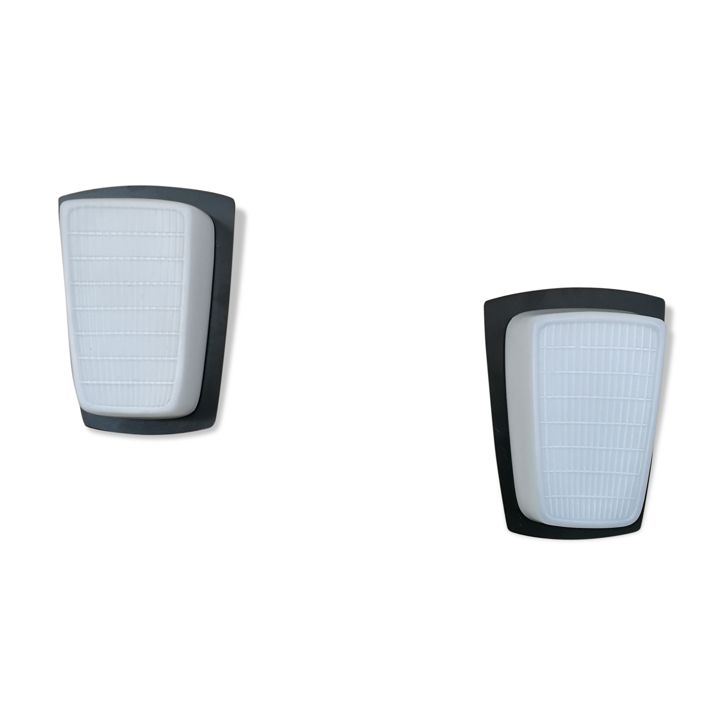 Pair of opaline and metal wall lamps