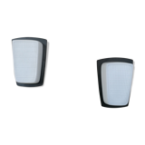 Pair of opaline and metal wall lamps
