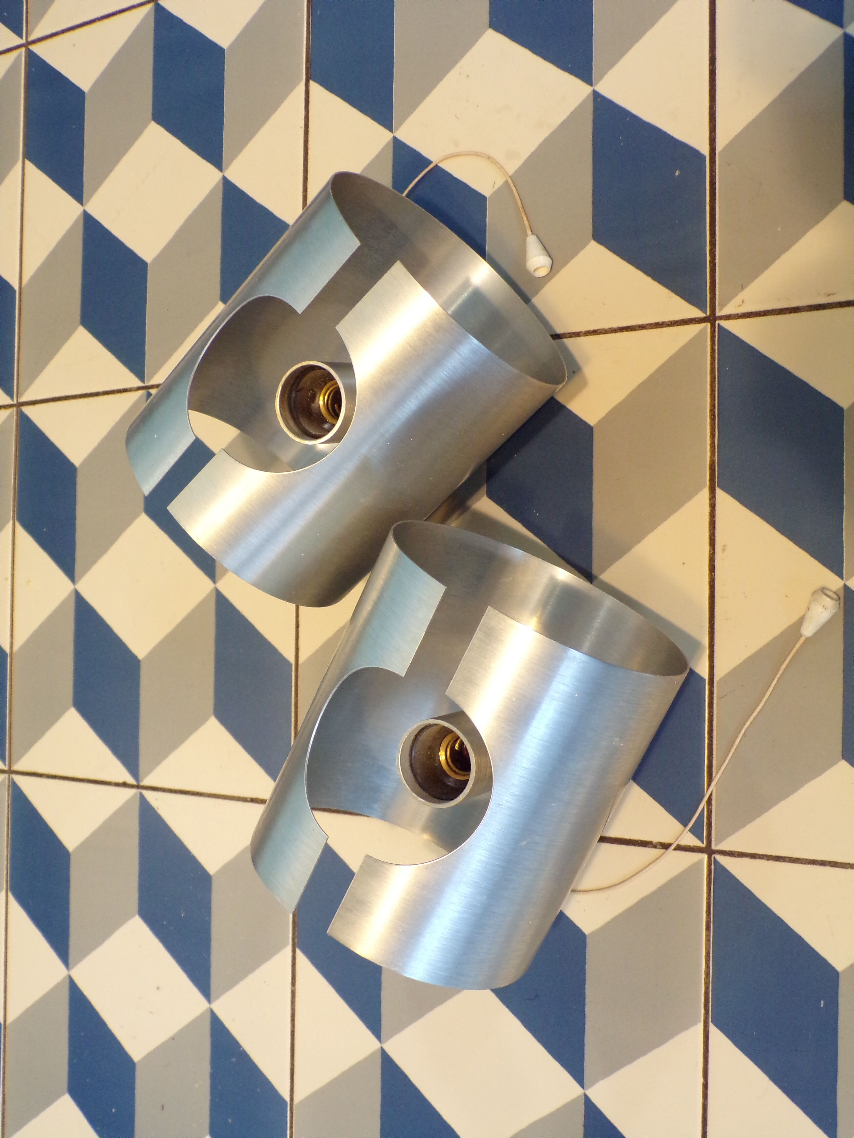 Paire d'appliques spage age feuille inox