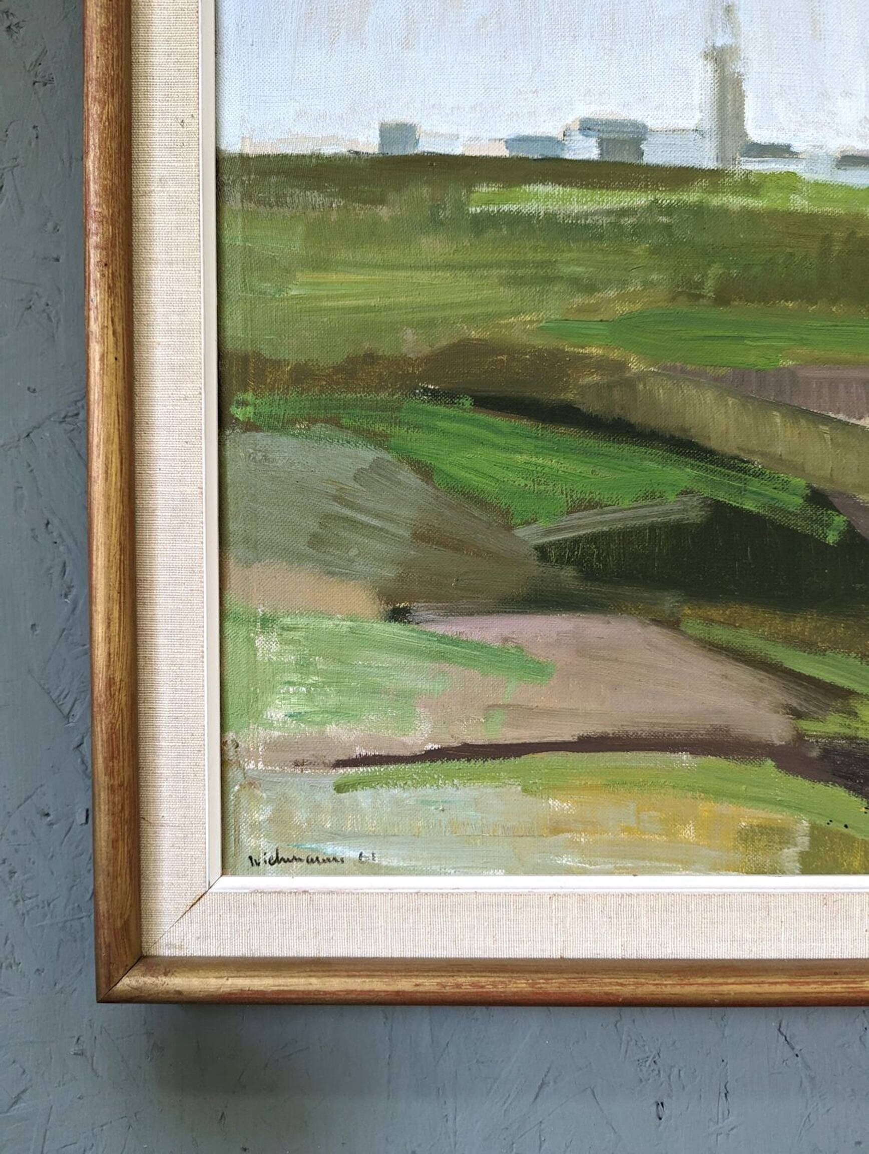 1961 Mid-Century Modern "Brittany" Vintage Expressionist Landscape Oil Painting, Framed