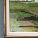1961 Mid-Century Modern "Brittany" Vintage Expressionist Landscape Oil Painting, Framed
