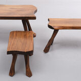 Tree trunk nesting tables hand carved, 1960s
