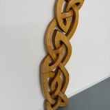 Twisted solid wood sculpture, vintage 1970s design.