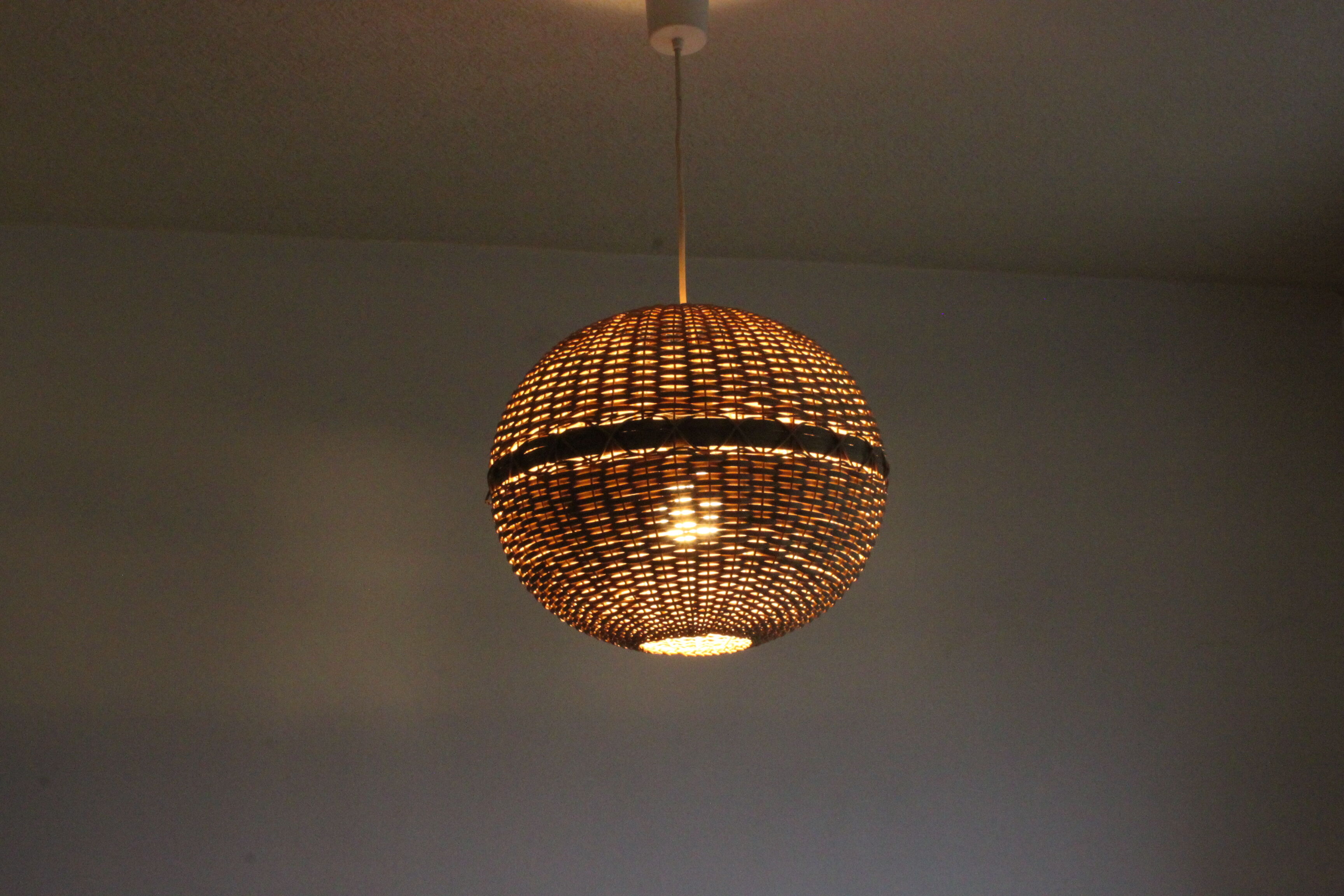 Rattan ball pendant light, 1960s