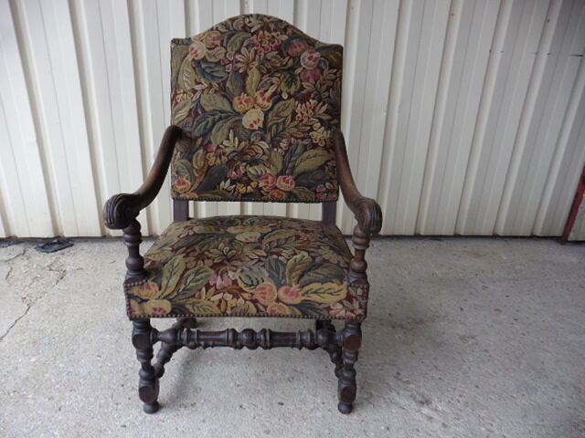 Armchair Louis XIII tapestry small point