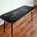 Vintage Retro 1950s/1960s Glass Top Coffee Table With Black Dansette Legs