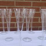 Set of 12 large vintage champagne flutes - frosted glass plant decor