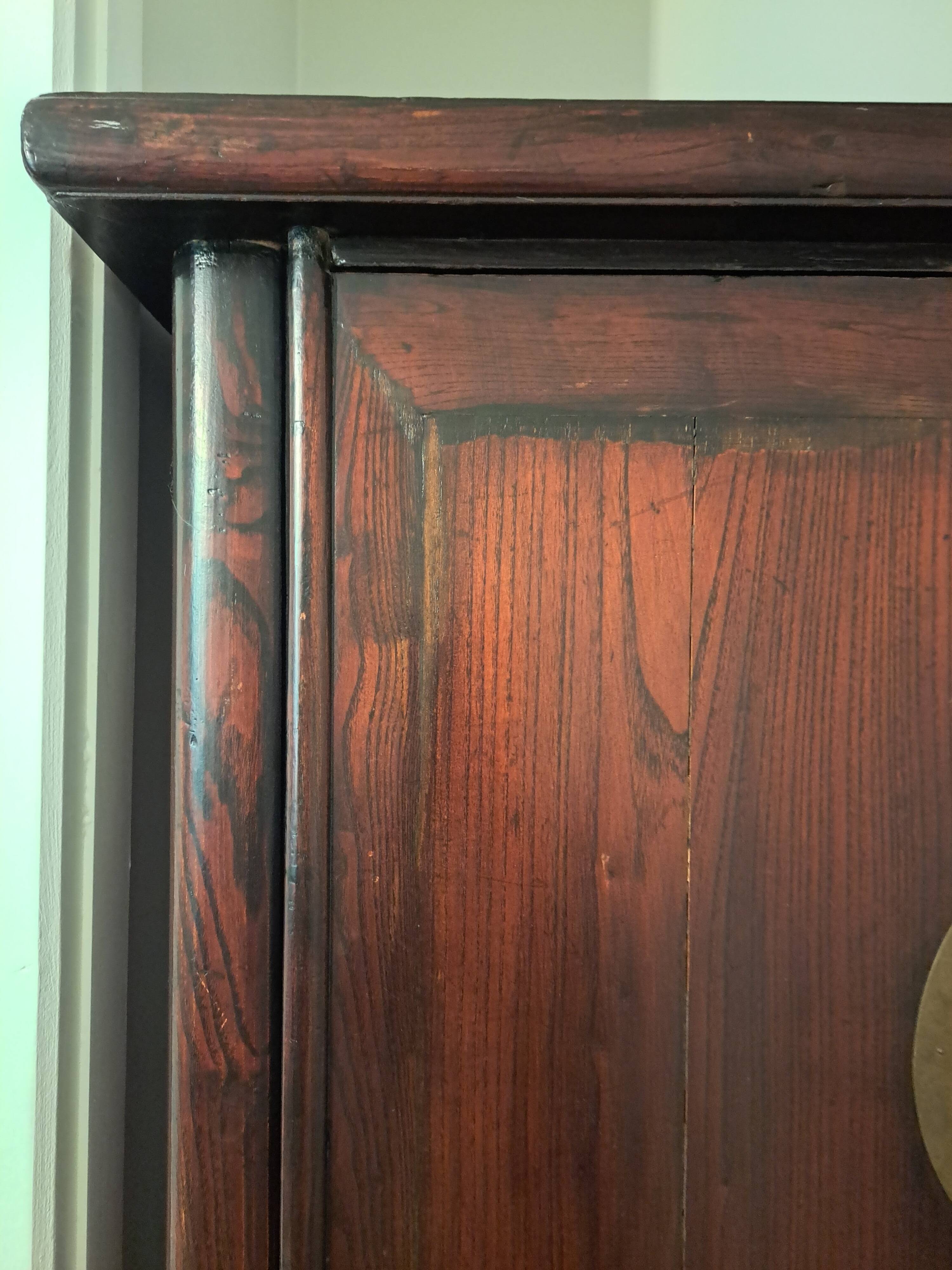 Brown lacquered Chinese wardrobe from Shandong.