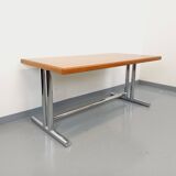 Vintage walnut and chrome metal desk from the 1970s.