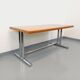 Vintage walnut and chrome metal desk from the 1970s.
