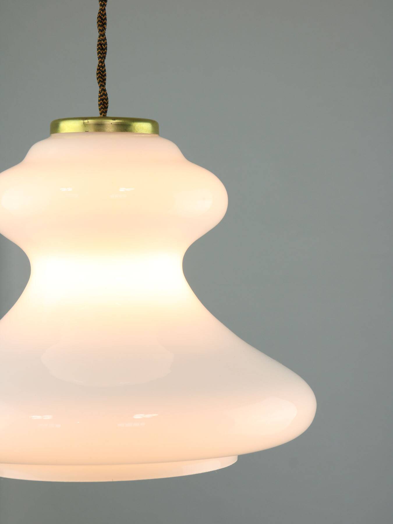 Mid-century italian green glass & brass pendant lamp