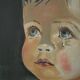 Acrylic painting portrait on canvas child vintage year 75 signed