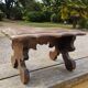 Tabouret repose-pied bois, artisanat art populaire