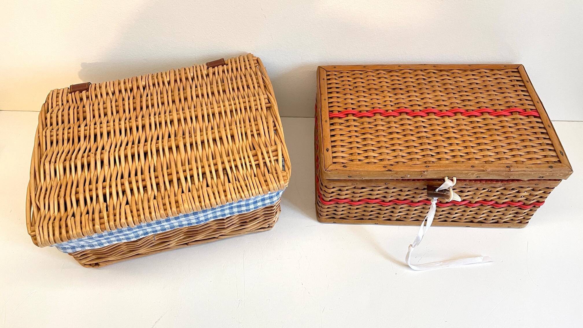2 chanel boxes in vintage rattan