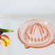 Adorable pink glass juicer