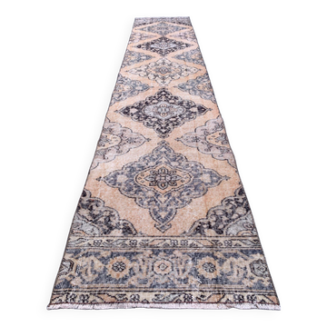 Distressed Turkish Runner 392x80 cm wool Vintage Tribal Rug