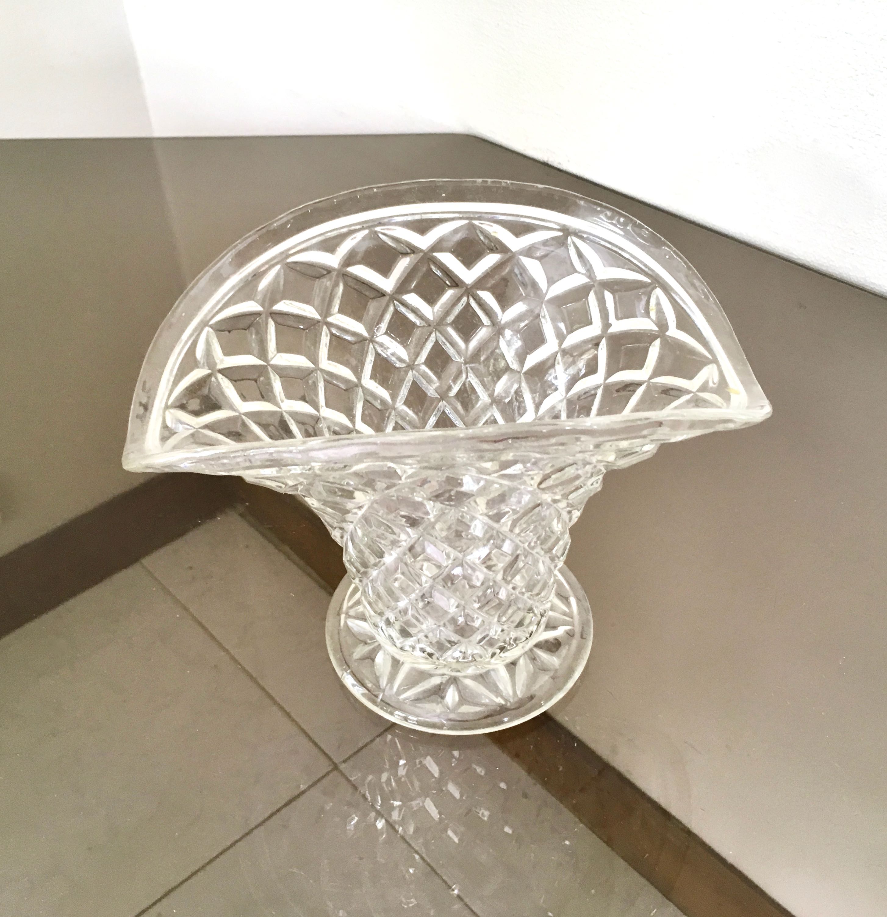 Glass basket vase 50s