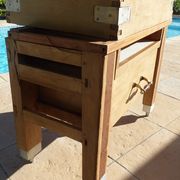 Butcher's log cabinet with two drawers and location for kitchen utensils