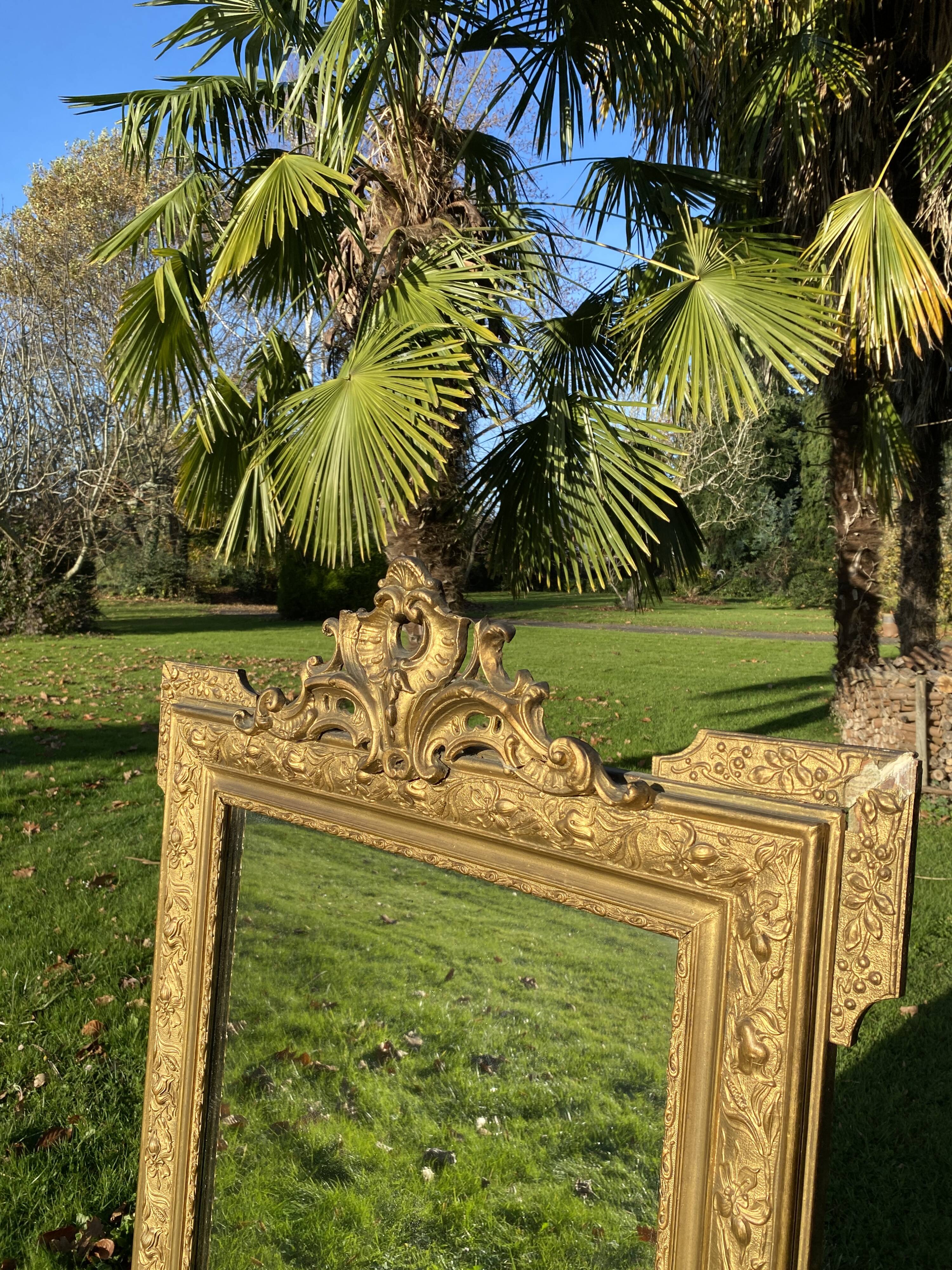 Large antique mercury-gilded mirror from the Napoleon III period