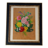 Tableau vintage bouquet à la gouache