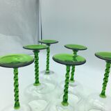 6 wine glasses with crystal twisted foot