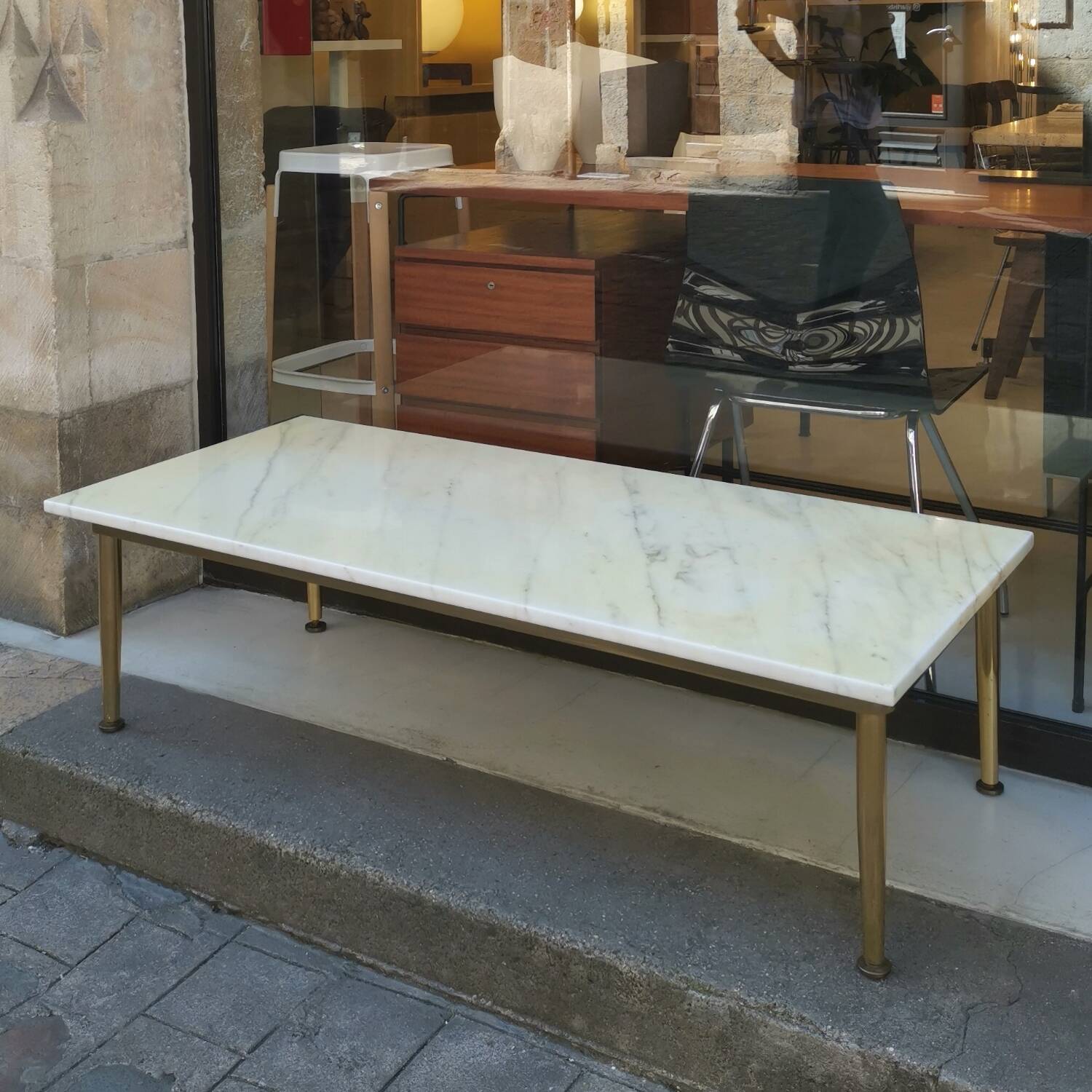 Grand table basse marbre vintage design 1960