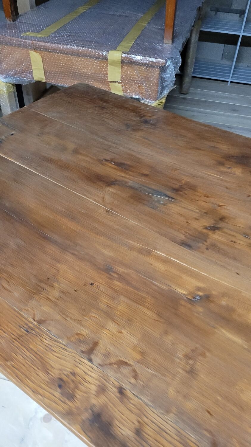 Table de bistrot restaurant en chêne massif ancienne, 1900s -1m53