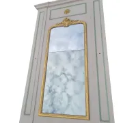 Large French mirror in architectural panel with gilt frame