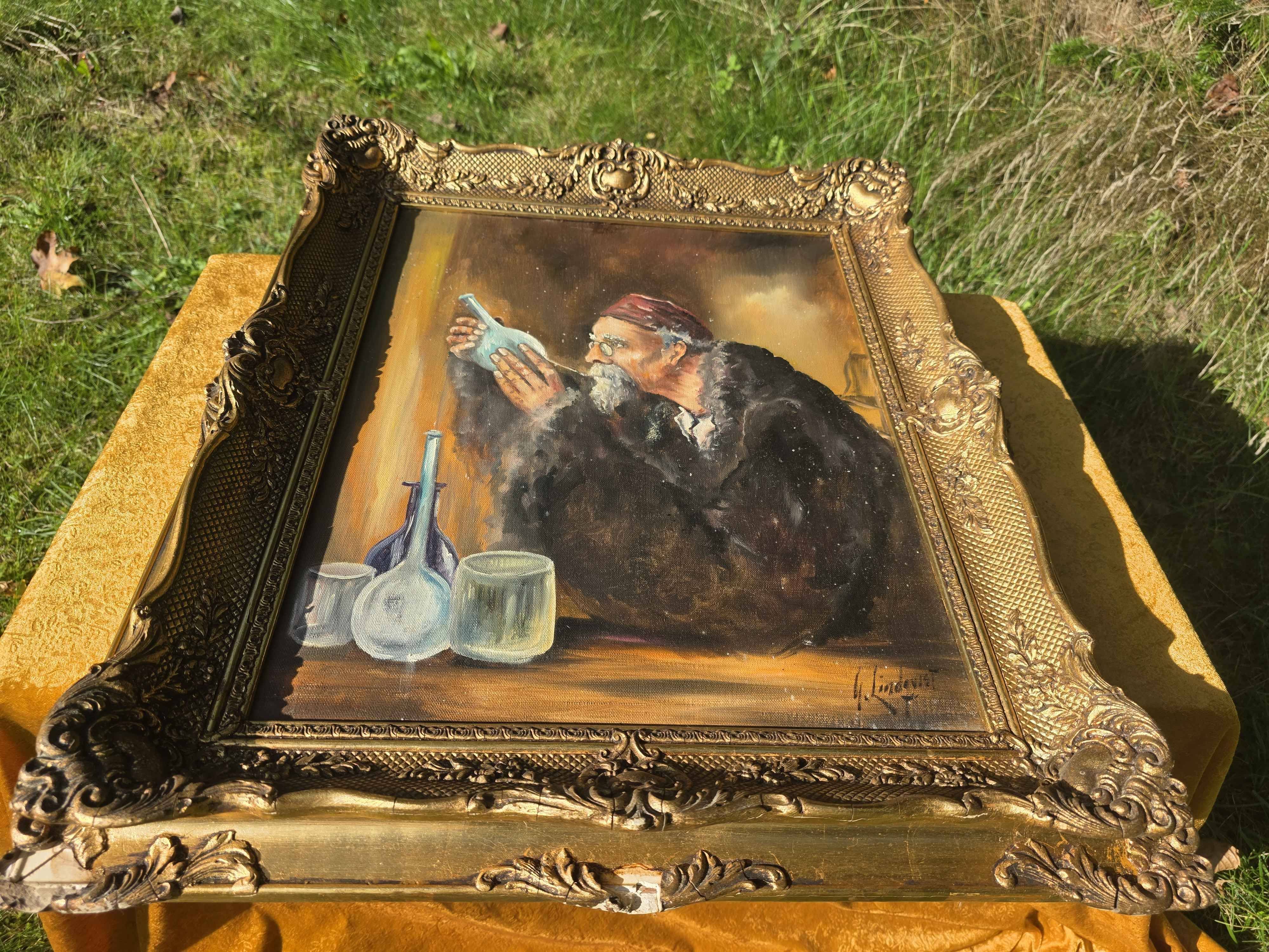 Vintage Mid-Century Alchemist Oil Painting