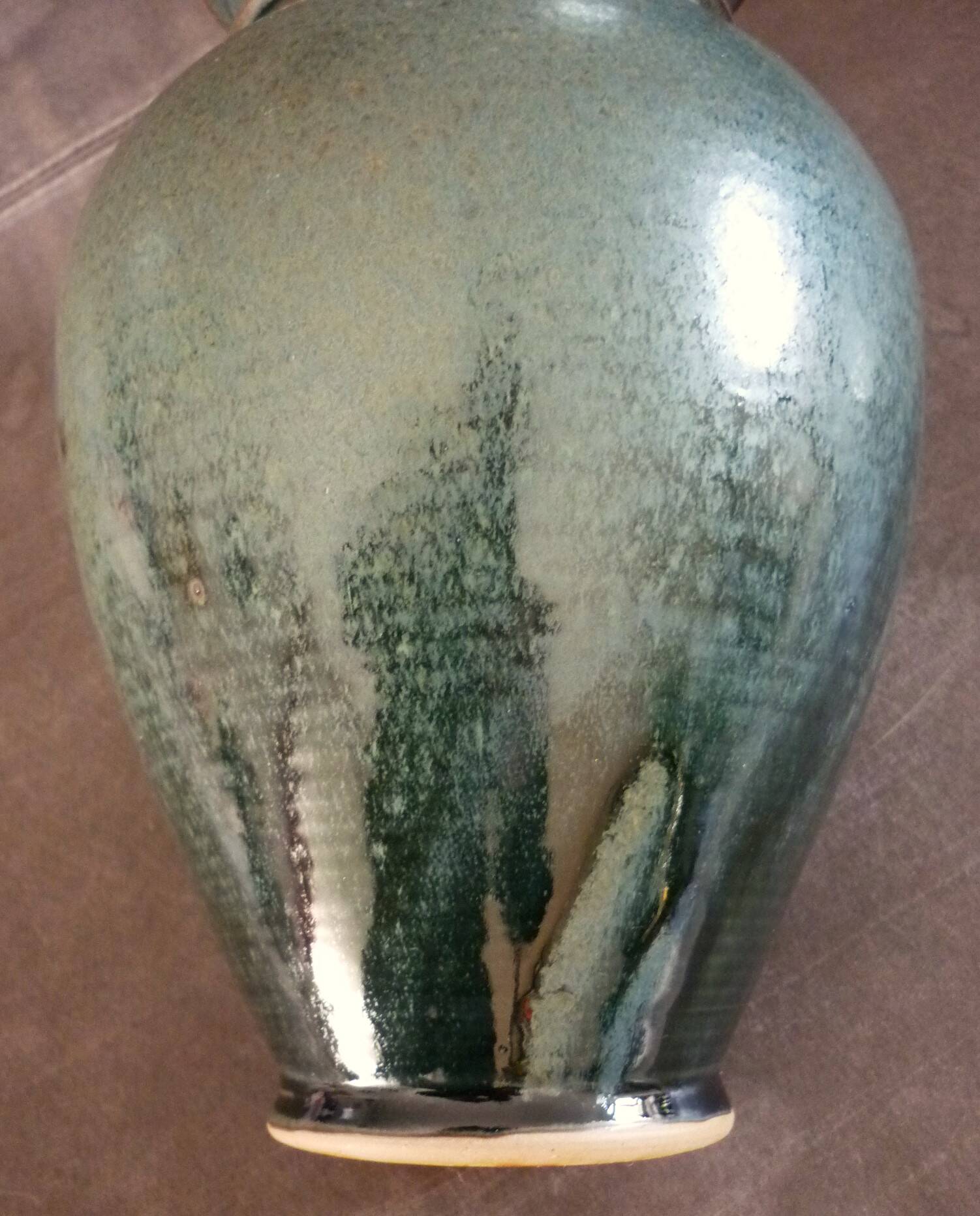 Vintage vase in glazed ceramic, hand-thrown, signature to identify