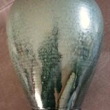 Vase vintage en céramique émaillée, tournée à la main, signature à identifier