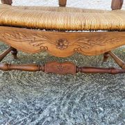 Provencal double armchair with woven rush in walnut