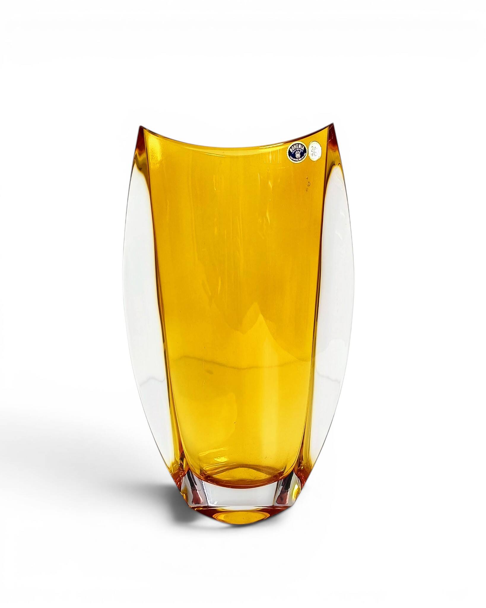 Vase en verre cuit en ambre Art Déco bohémien, Bohême du Nord, vers 1930