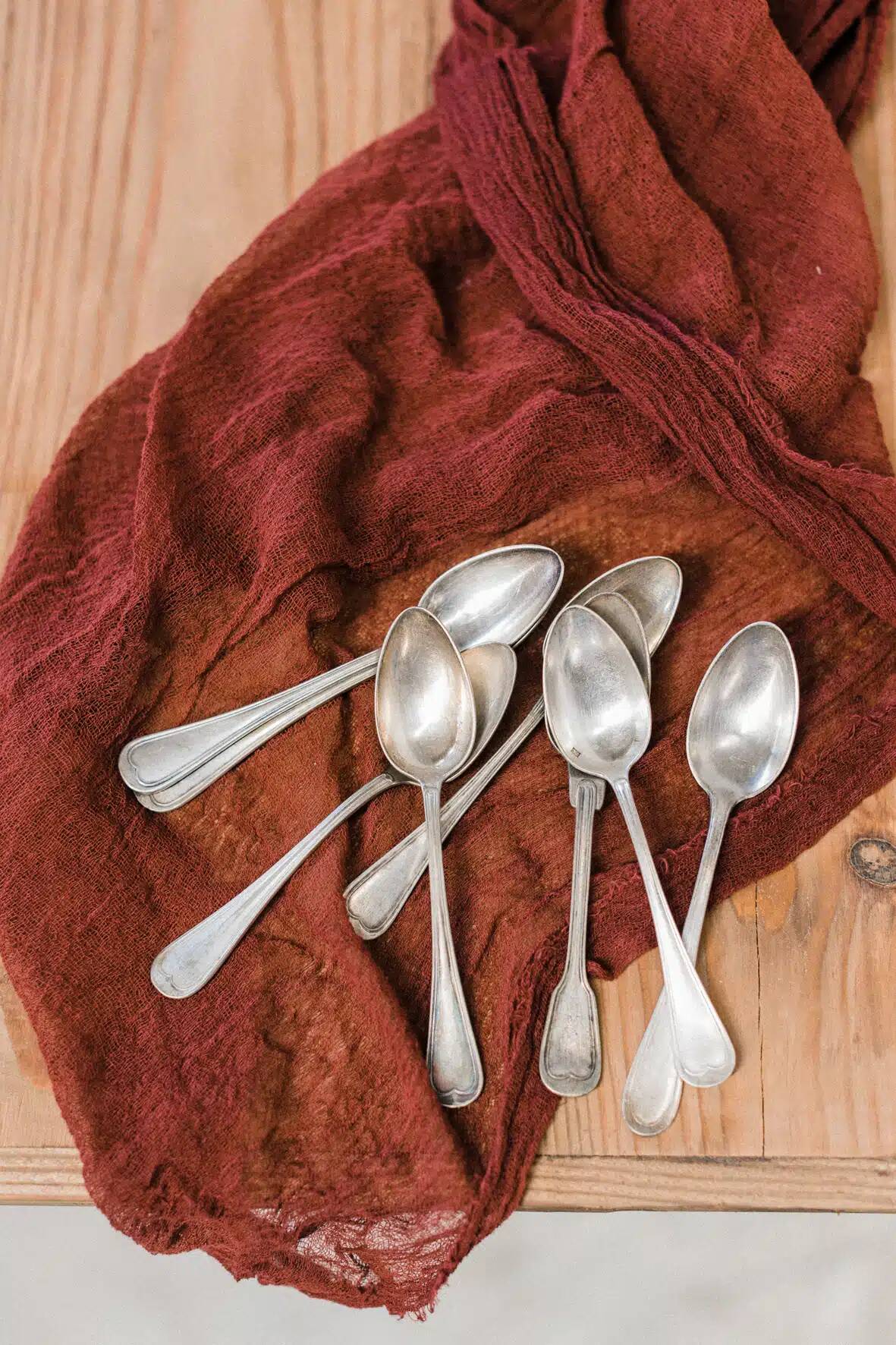 Silver heart spoon (set of 10) "leather"