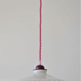 Pleated opaline suspension, pink cord