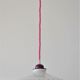 Suspension opaline plissée cordon rose