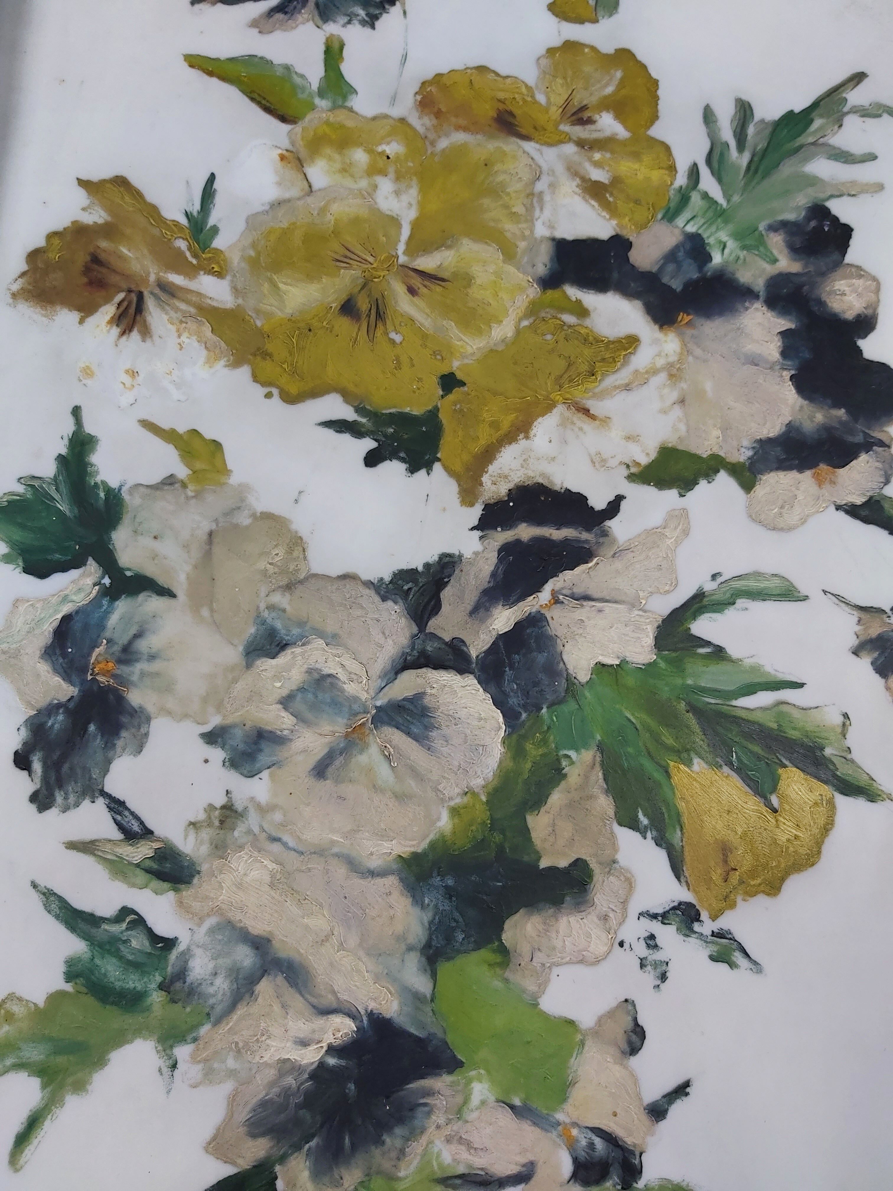 French vintage oil painting on alabaster