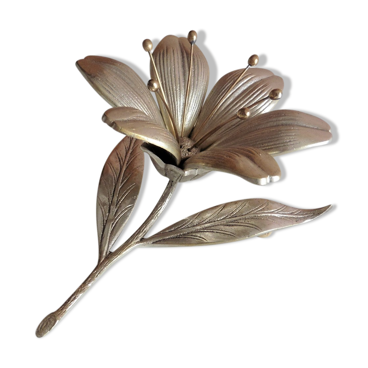 Silver metal flower ashtray