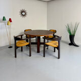 Vintage marquetry wooden table designed by Dieter Waeckerlin for Idealheim an70.
