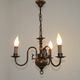 French Vintage Old Aged Bronzed Metal 3 Light Flemish Style Chandelier 4804