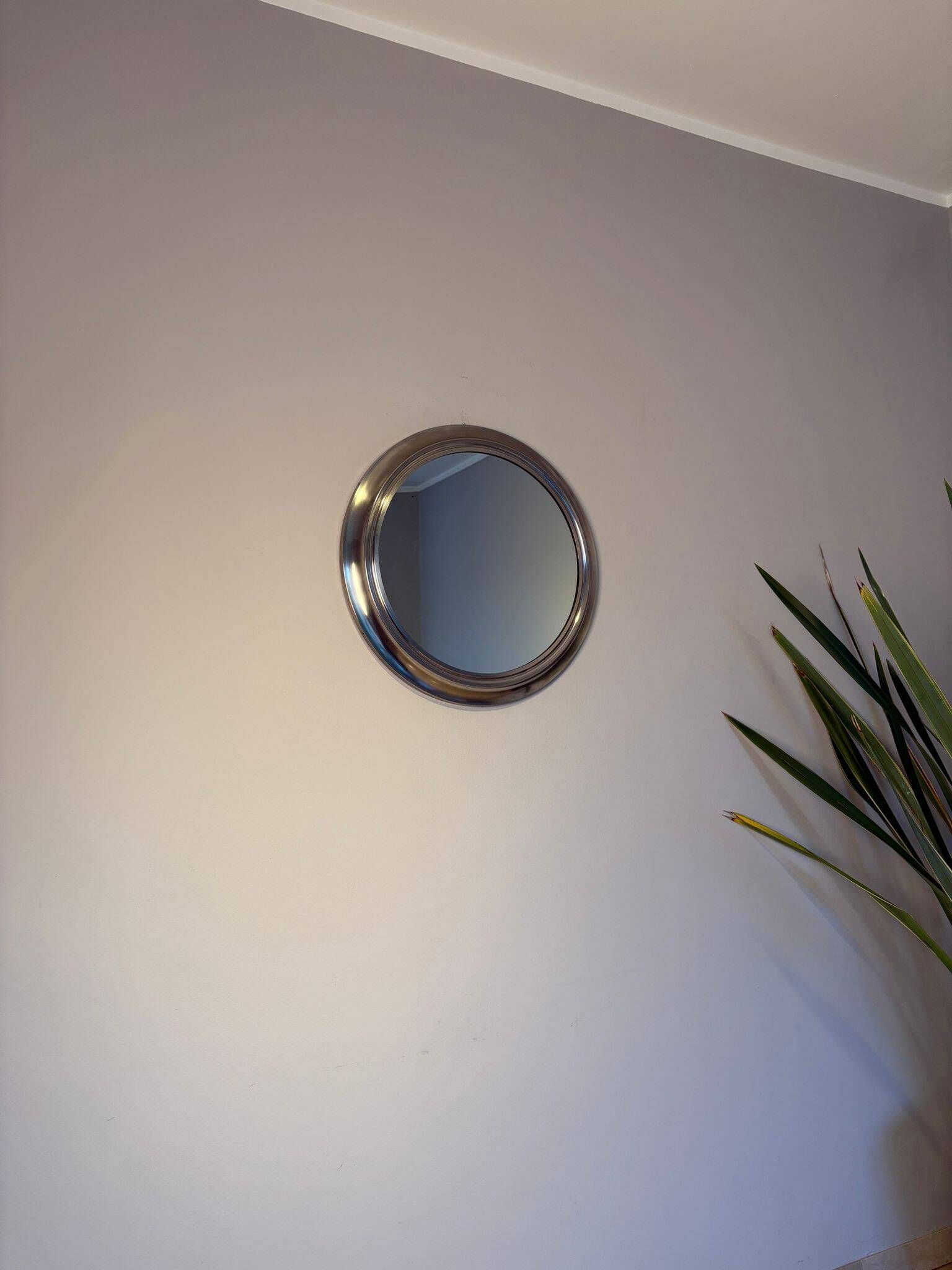 Round metal mirror, Italy 1970s