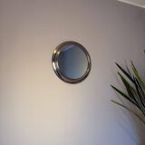 Miroir rond en métal , Italie années 1970