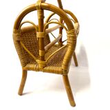 Magazine door in rattan and vintage bamboo