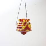 Art deco spatter glass pendant planter, Bohemia 1930s.