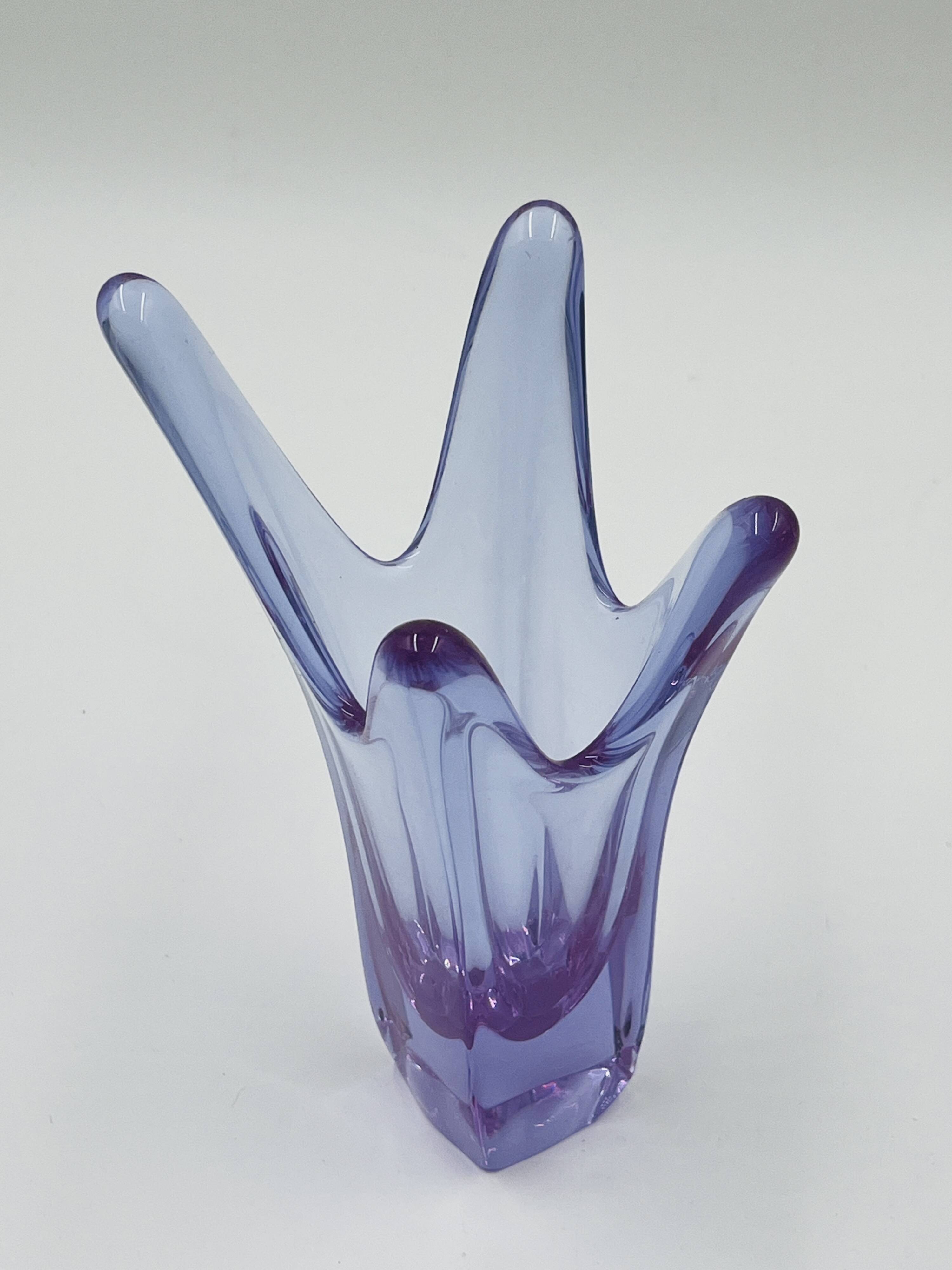 Vintage Murano Crystal Finger Vase Purple