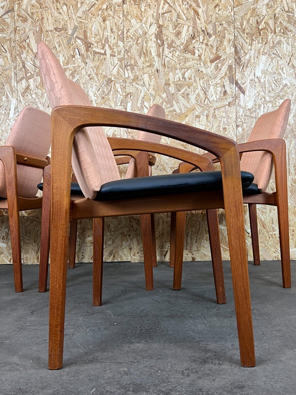 Teak dining chairs model 23 by Henning Kjaernulf for Korup Stolefabric