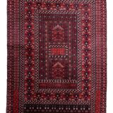 Handmade turkmen hachli vintage rug 142cm x 221cm 1960s